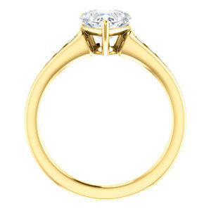 Cubic Zirconia Engagement Ring- The Noa (Customizable Heart Cut Center featuring Tapered Band with Round Channel Accents)