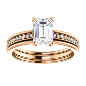 Cubic Zirconia Engagement Ring- The Rikki (Customizable Radiant Cut Design with Double-Grooved Pavé Band)