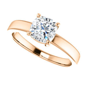 Cubic Zirconia Engagement Ring- The Myaka (Customizable Cushion Cut Solitaire with Medium Band)