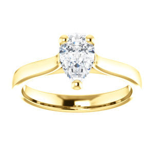 CZ Wedding Set, featuring The Noemie Jade engagement ring (Customizable Cathedral-set Pear Cut Solitaire)