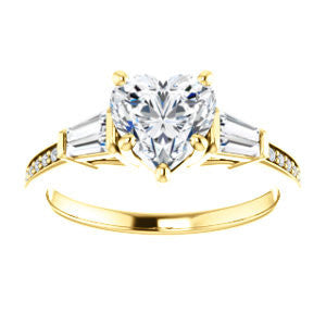 Cubic Zirconia Engagement Ring- The Bhakti (Customizable Enhanced 5-stone Heart Cut Design with Thin Pavé Band)
