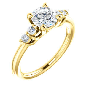 Cubic Zirconia Engagement Ring- The Karima (Customizable Round Cut 5-stone style with Quad Bar-set Round Accents)