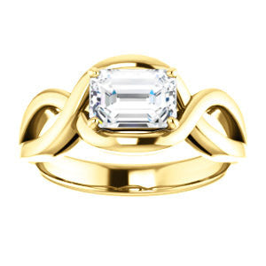 Cubic Zirconia Engagement Ring- The Maude (Customizable Cathedral-raised Radiant Cut Solitaire with Ribboned Split Band)