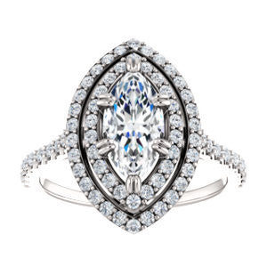 CZ Wedding Set, featuring The Alexandra engagement ring (Customizable Marquise Cut Double Halo Center with U-Pave and Pavé  Band)