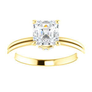 Cubic Zirconia Engagement Ring- The Leslie (Customizable Asscher Cut Setting with Under-Halo Trellis)