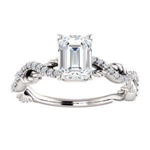 CZ Wedding Set, featuring The Janneth engagement ring (Customizable Radiant Cut Design with Twisting Rope-Pavé Split Band)