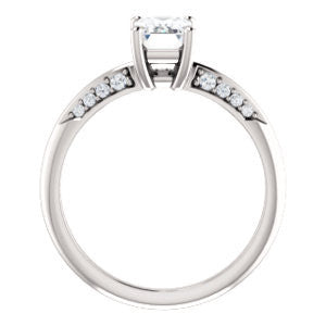 Cubic Zirconia Engagement Ring- The Savannah (Customizable Radiant Cut Artisan Design with Knife-Edged, Inset-Accent 3-sided Band)