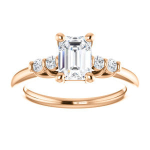 Cubic Zirconia Engagement Ring- The Karima (Customizable Emerald Cut 5-stone style with Quad Bar-set Round Accents)