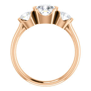 Cubic Zirconia Engagement Ring- The Lula (Customizable 3-stone Bezel Design with Cushion Cut Center and Round Cut Accents)