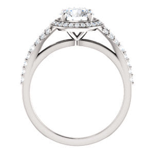 Cubic Zirconia Engagement Ring- The Mayte (Customizable Halo-Style Round Cut Design with Split-Pavé Band)