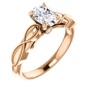 Cubic Zirconia Engagement Ring- The Jime (Customizable Cathedral-Raised Oval Cut with Thick Infinity-Scalloped Band & Peekaboo Accents)