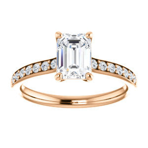Cubic Zirconia Engagement Ring- The Monikama (Customizable Radiant Cut Thin Band Design with Round Accents)