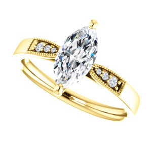 Cubic Zirconia Engagement Ring- The Ruth (Customizable 7-stone Marquise Cut Style with Vintage Filigree)