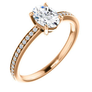 Cubic Zirconia Engagement Ring- The Majo Jimena (Customizable Oval Cut Design with Thin Pavé Band)
