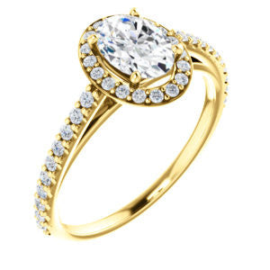 Cubic Zirconia Engagement Ring- The Monique (Customizable Oval Cut Cathedral-Halo with Thin Pave-Band)