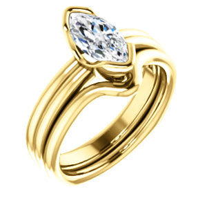 Cubic Zirconia Engagement Ring- The Monse (Customizable Bezel-set Marquise Cut Solitaire with Grooved Band & Euro Shank)
