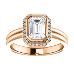 Cubic Zirconia Engagement Ring- The Sloan (Bezel Style Halo and Customizable Radiant Cut Center Stone)