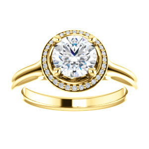 Cubic Zirconia Engagement Ring- The Jaci (Customizable Cathedral-set Round Cut Design with Split-Band and Halo Accents)