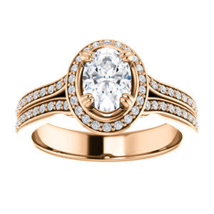 Cubic Zirconia Engagement Ring- The Mia Sofía (Customizable Cathedral-Halo Oval Cut Style with Wide Split-Pavé Band)