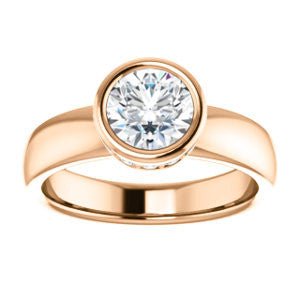 Cubic Zirconia Engagement Ring- The Jilari (Customizable Bezel-set Round Cut with Under-Halo)