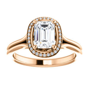 Cubic Zirconia Engagement Ring- The Jaci (Customizable Cathedral-set Emerald Cut Design with Split-Band and Halo Accents)