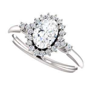 Cubic Zirconia Engagement Ring- The Amy Kiara (Customizable Oval Cut)