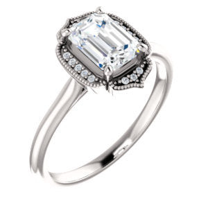Cubic Zirconia Engagement Ring- The Charleze Isabella (Customizable Emerald Cut)