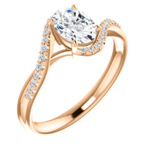 Cubic Zirconia Engagement Ring- The Nikita (Customizable Oval Cut Bypass Split-Band Style with Micropavé Band Accents)