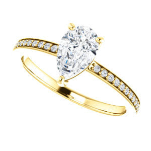 Cubic Zirconia Engagement Ring- The Majo Jimena (Customizable Pear Cut Design with Thin Pavé Band)