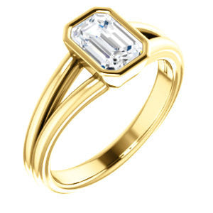 Cubic Zirconia Engagement Ring- The Bernadine (Customizable Bezel-set Radiant Cut with V-Split Band)
