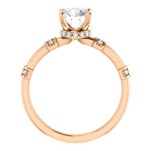 CZ Wedding Set, featuring The Jayla engagement ring (Customizable Round Cut Style with Under-Halo & Horizontal Band Accents)