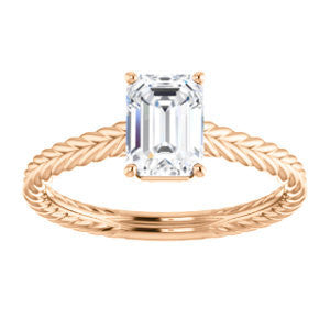 Cubic Zirconia Engagement Ring- The Florence (Customizable Cathedral-set Radiant Cut Solitaire with Vintage Braided Metal Band)