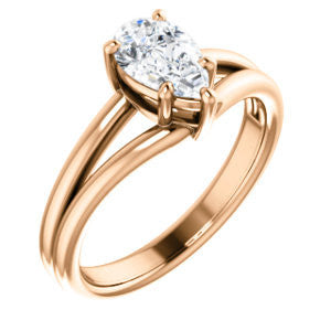Cubic Zirconia Engagement Ring- The Marnie (Customizable Pear Cut Solitaire with Grooved Band)