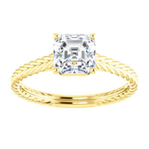 Cubic Zirconia Engagement Ring- The Florence (Customizable Cathedral-set Asscher Cut Solitaire with Vintage Braided Metal Band)