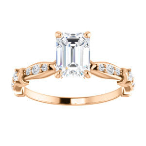 Cubic Zirconia Engagement Ring- The Willow (Customizable Radiant Cut Artisan Design with 3 Kinds of Round Cut Accents)