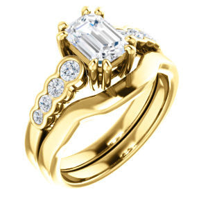 Cubic Zirconia Engagement Ring- The Jhenny (Customizable Radiant Cut 9-Stone Design with Round Bezel Accents)