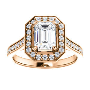 Cubic Zirconia Engagement Ring- The Lorie Ella (Customizable Artisan-Cathedral Radiant Cut with Halo and Pavé Accents)