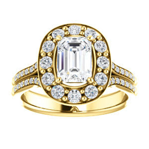 Cubic Zirconia Engagement Ring- The Yasmine (Customizable Radiant Cut Center with Oversized Halo Accents and Split-Pavé Band)