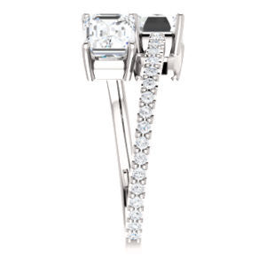 Cubic Zirconia Engagement Ring- The Anniston (Customizable 2-stone Radiant Cut Design Enhanced by Artisan Split-Pavé Band)