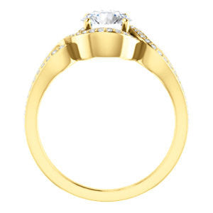 Cubic Zirconia Engagement Ring- The Taylor Ann (Customizable Round Cut Center with Twisting Halo & Wide Split-Pavé Band)