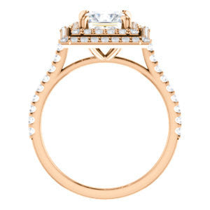 CZ Wedding Set, featuring The Alexandra engagement ring (Customizable Princess Cut Double Halo Center with U-Pave and Pavé  Band)
