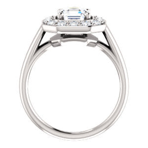 Cubic Zirconia Engagement Ring- The Esperanza (Customizable Cathedral-set Asscher Cut Style with Large Cluster Halo Accents and Tapered Band)