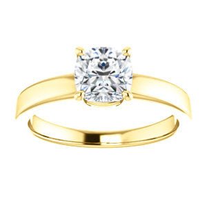 Cubic Zirconia Engagement Ring- The Myaka (Customizable Cushion Cut Solitaire with Medium Band)