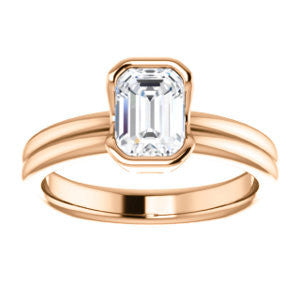 Cubic Zirconia Engagement Ring- The Monse (Customizable Bezel-set Emerald Cut Solitaire with Grooved Band & Euro Shank)