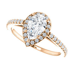 Cubic Zirconia Engagement Ring- The Monique (Customizable Pear Cut Cathedral-Halo with Thin Pave-Band)