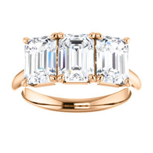 Cubic Zirconia Engagement Ring- The Londyn (Customizable Triple Emerald Cut 3-stone Style)