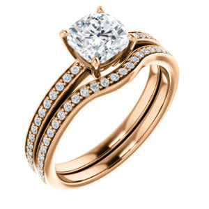 Cubic Zirconia Engagement Ring- The Majo Jimena (Customizable Cushion Cut Design with Thin Pavé Band)