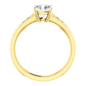 Cubic Zirconia Engagement Ring- The Noa (Customizable Cushion Cut Center featuring Tapered Band with Round Channel Accents)
