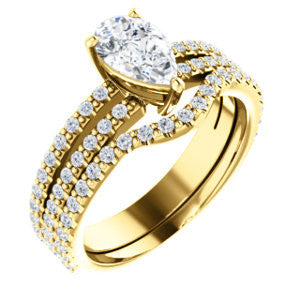 Cubic Zirconia Engagement Ring- The Kathryn  (Customizable Pear with Split Band & Round Pave Accents)