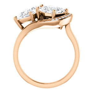 Cubic Zirconia Engagement Ring- The Lupita (Customizable Enhanced 2-stone Asymmetrical Princess Cut Design with Semi-Halo)